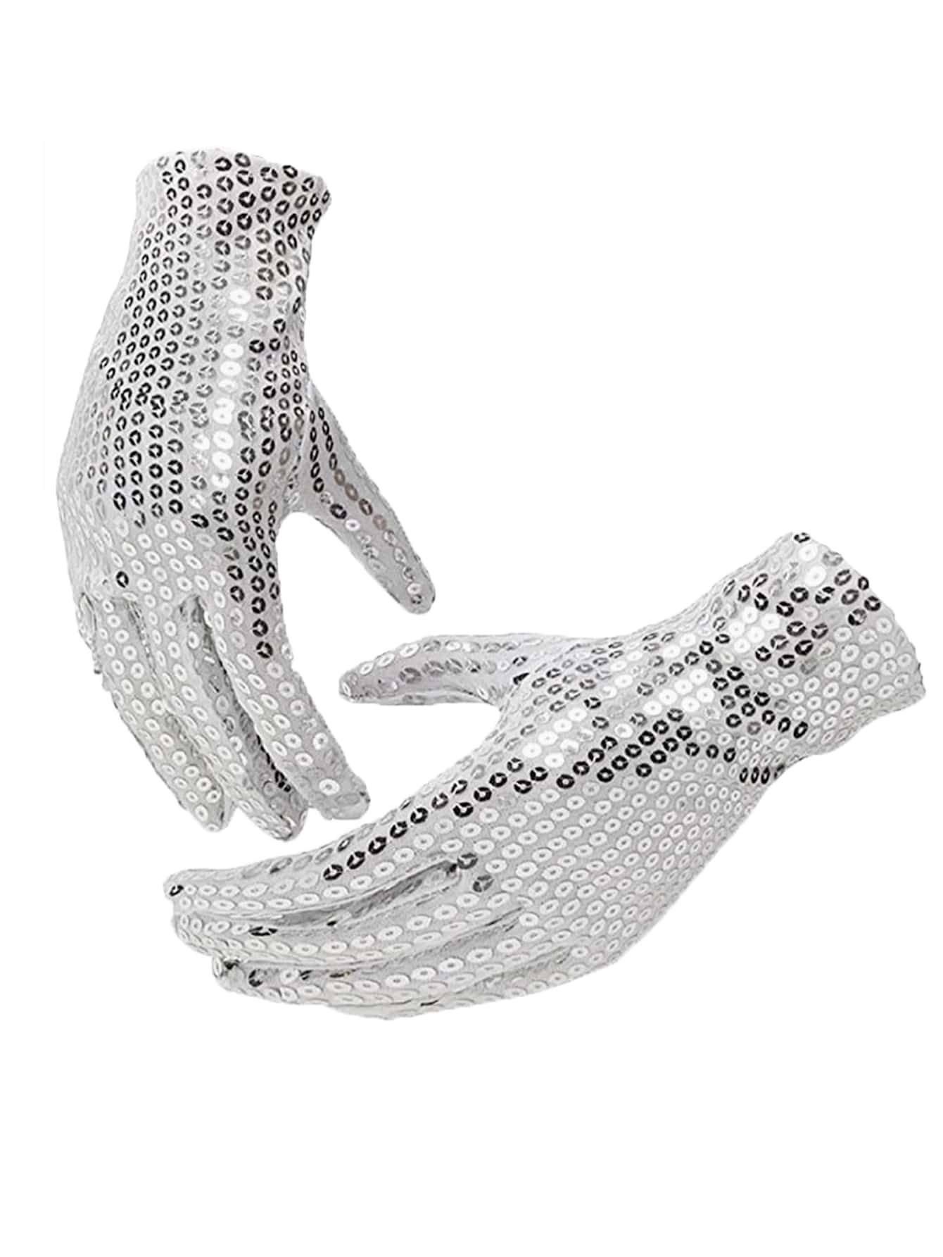 Gants paillettes argent