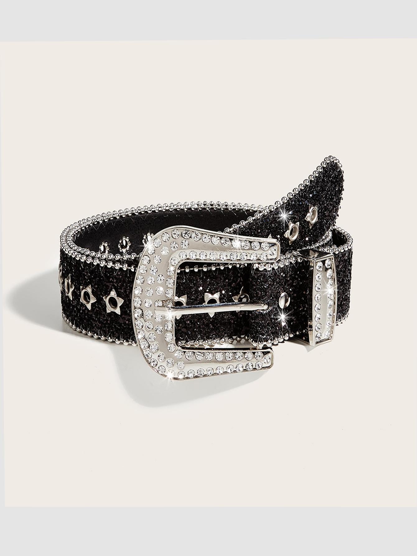 Ceinture strass femme noir