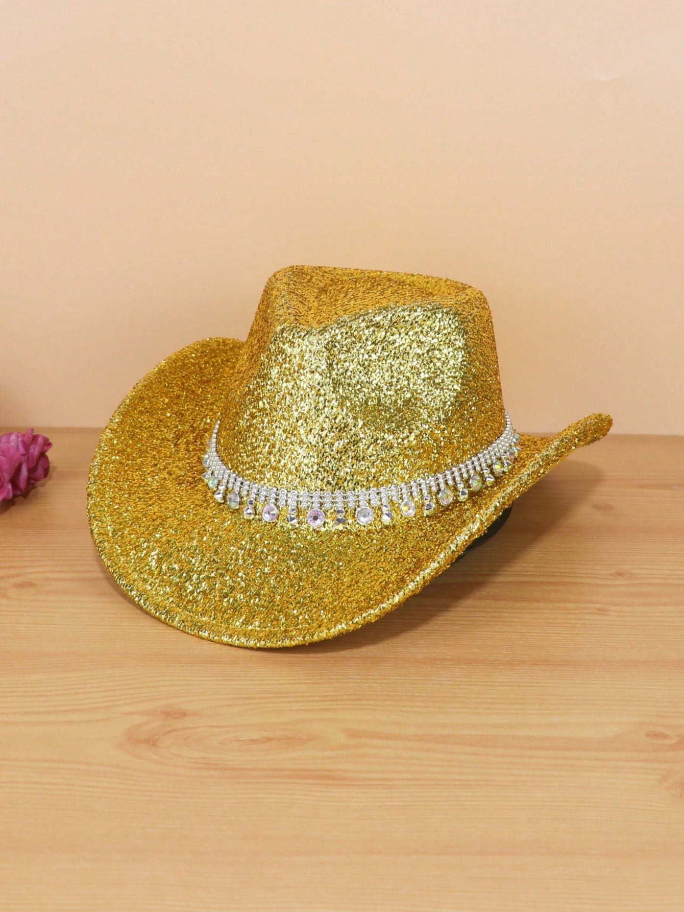 Chapeau cowboy paillette or