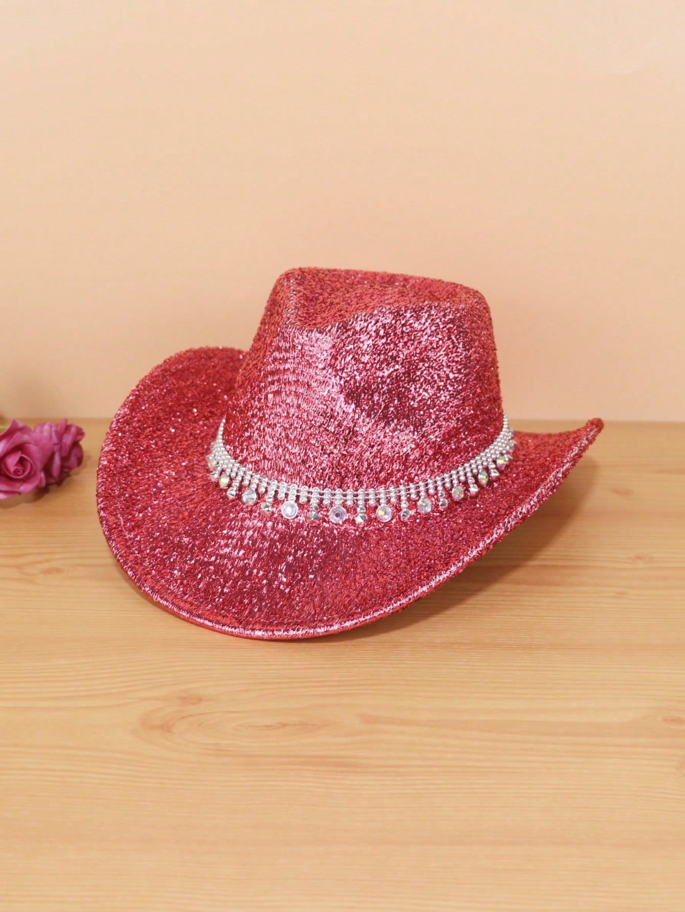 Chapeau cowboy paillette rose