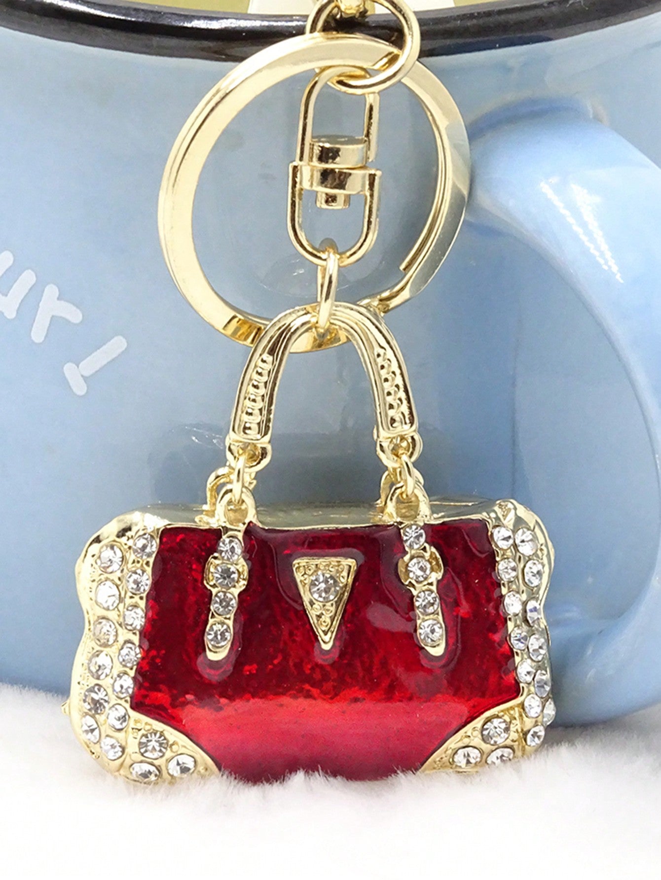 Porte clé sac strass rouge