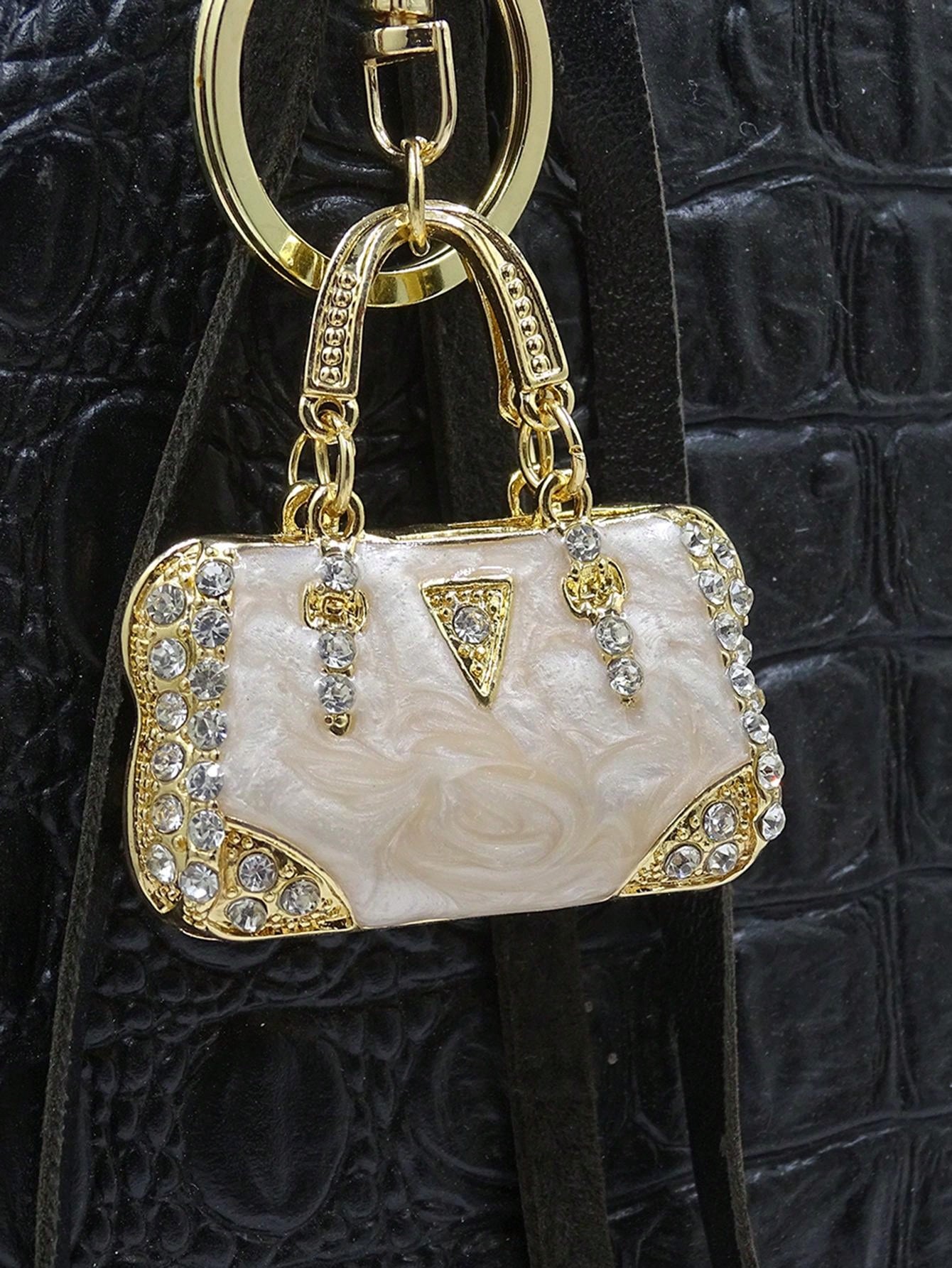 Porte clé sac strass blanc