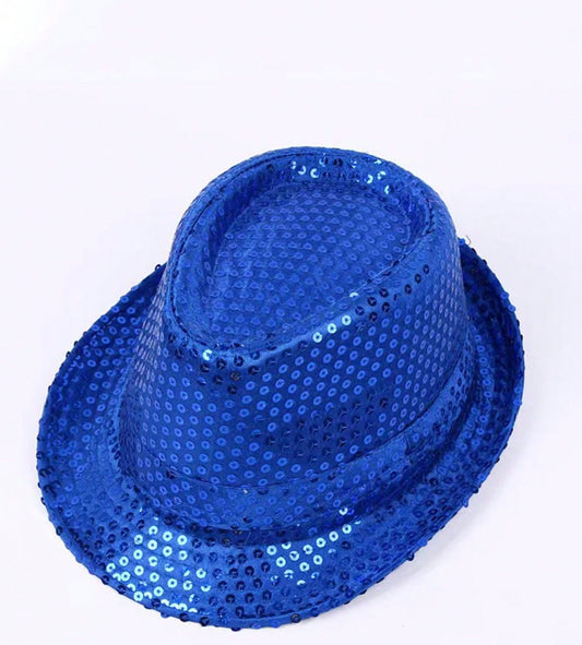 Chapeau a paillette bleu