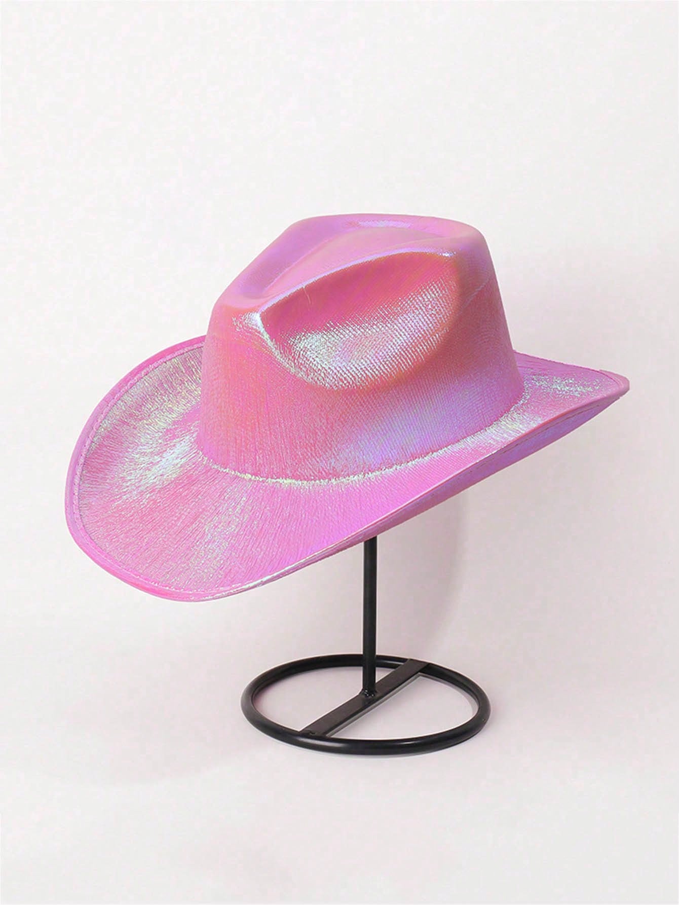 Chapeau cowboy rose paillette sur pied