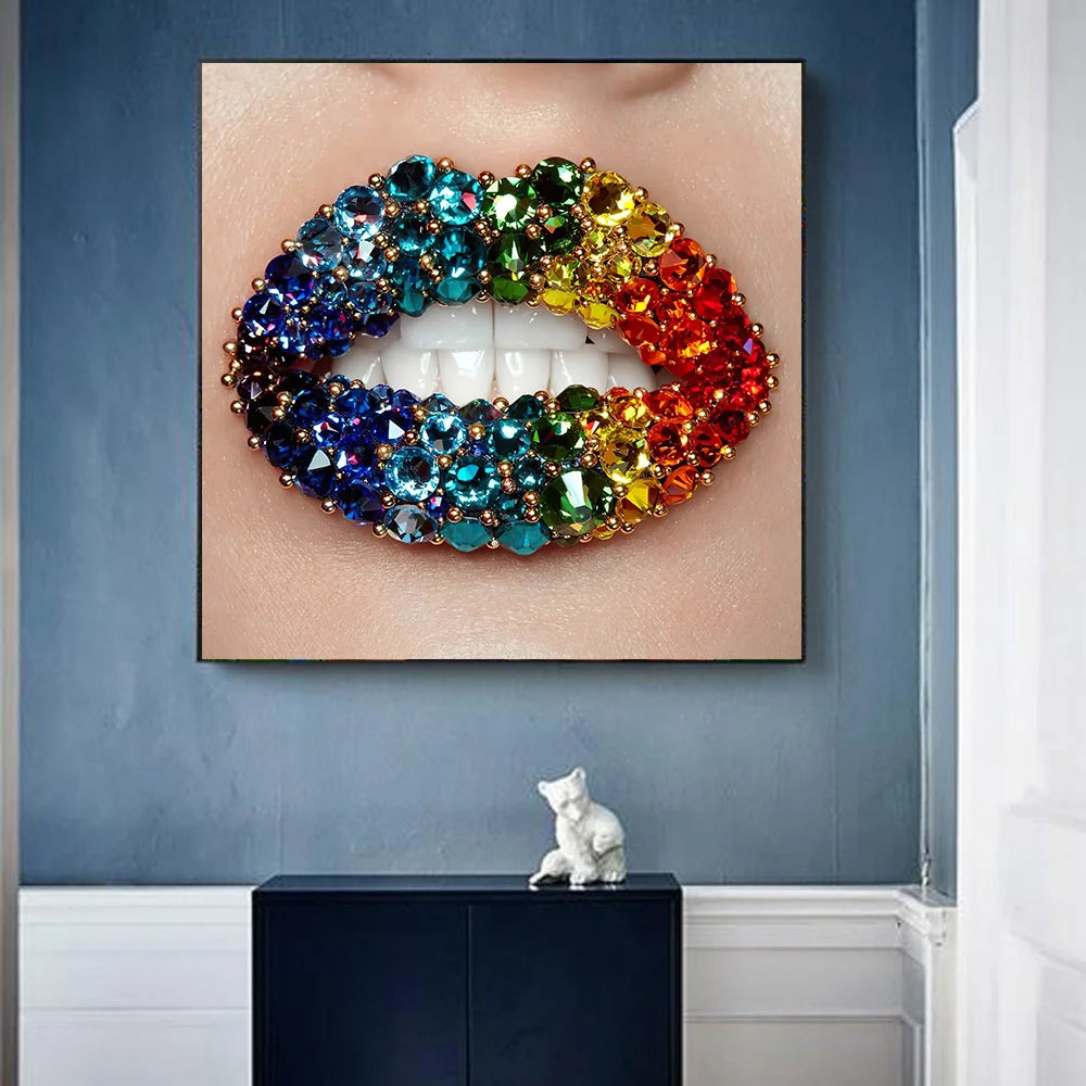 Tableau paillette et strass mulricolore