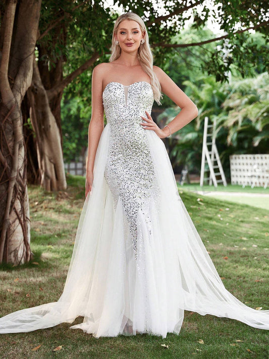 Robe de mariée bustier strass