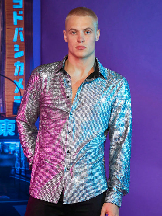 Chemise disco paillette homme